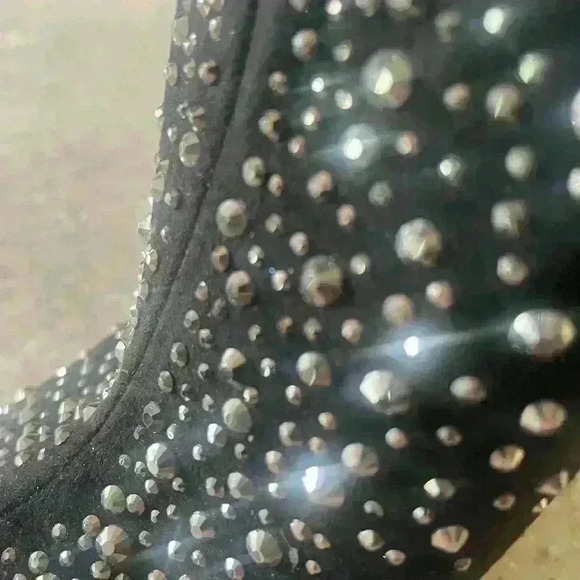 INC Black Suede Peep Toe Shoe/Bootie - Picture 2 of 7